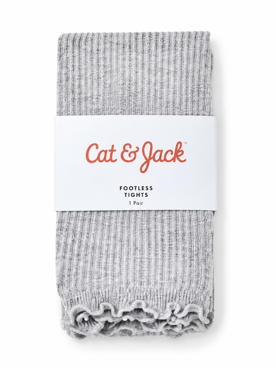 Cat & Jack Other - Cat & Jack Light Gray Ribbed Footless Tights